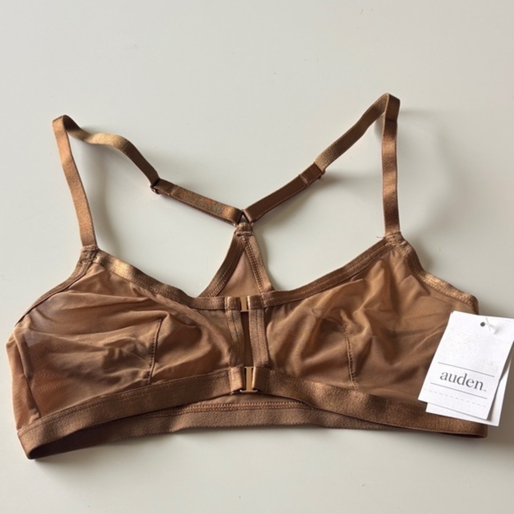 Auden Sheer Wireless Bralette in Copper Brown